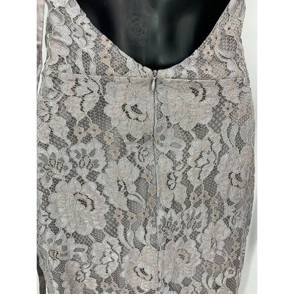 Lulus Dress Size Small Gray Lined Lace Sleeveless Halter Tie Sheath Women New - Picture 5 of 9